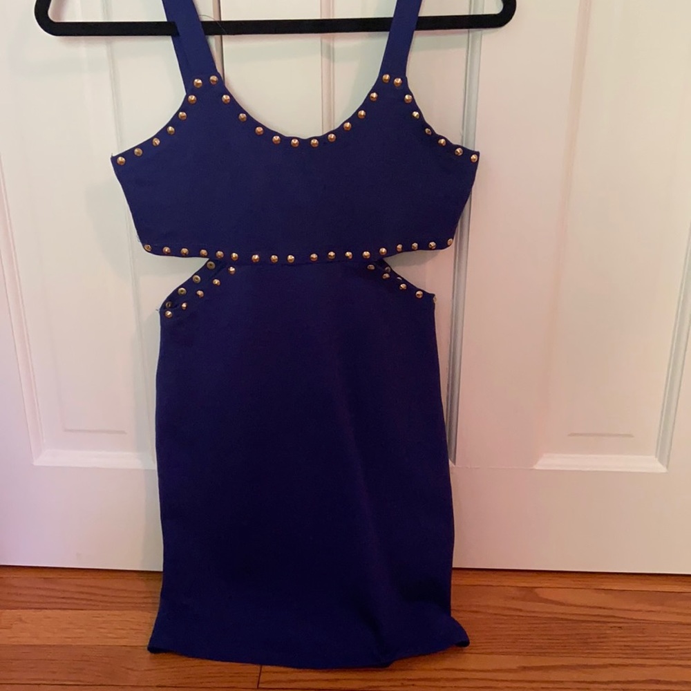 Royal blue studded bodycon dress